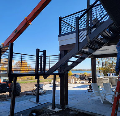 Structural steel set by crane