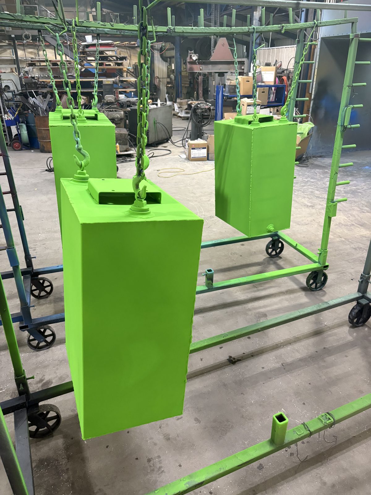 Powder coated tanks ready to ship